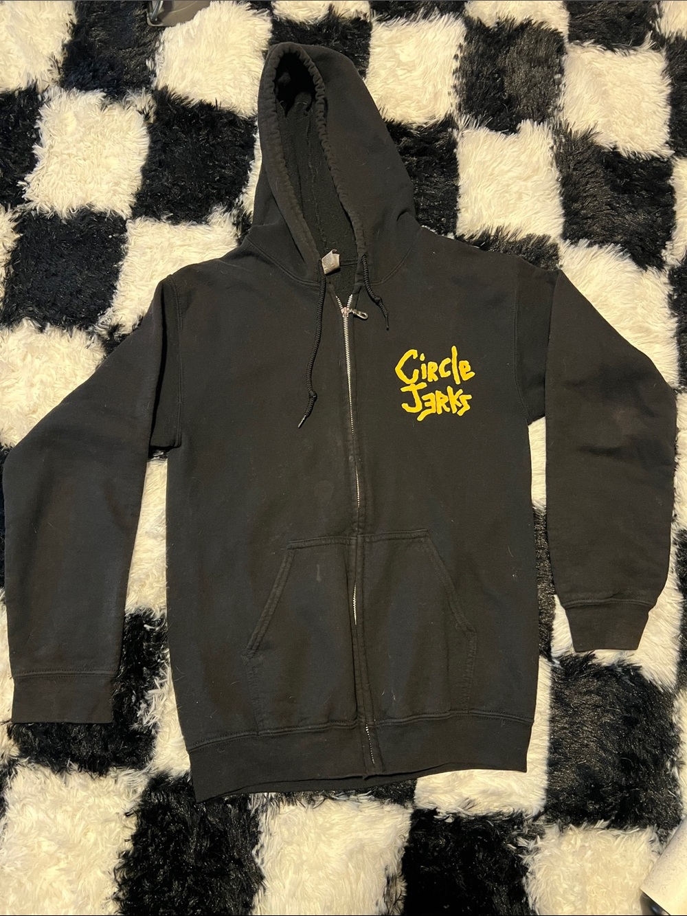 Vintage! Circle Jerks Black Zip-Up Hoodie with Yellow Logo